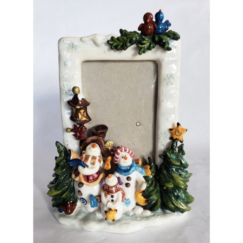 Adorable Snowman Family Resin Photo Frame
